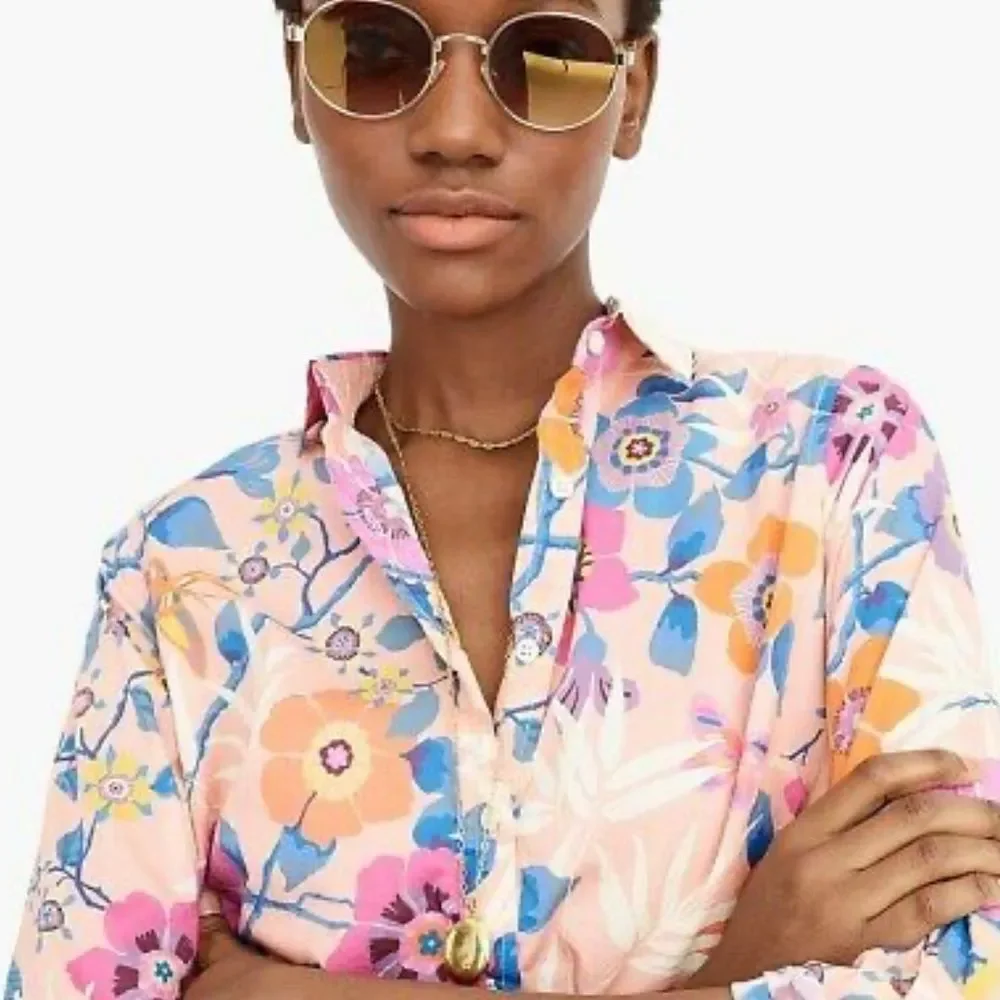 Liberty Art Fabrics for J. Crew Partial Button Down Floral Print Top Size 2